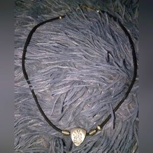 Black Cord Necklace with Silver Accent
